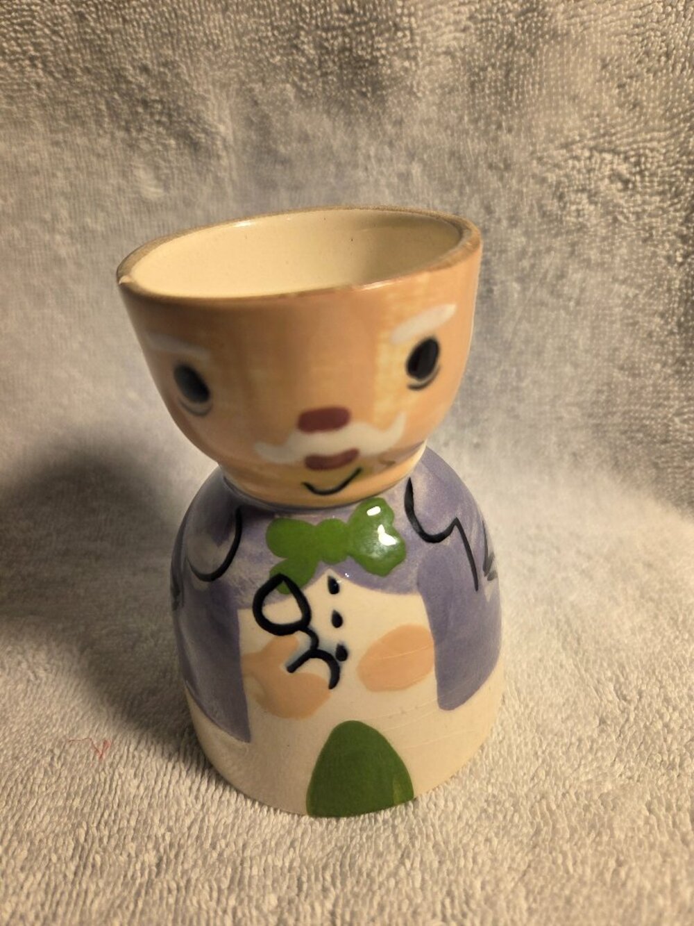 Cleminsons Pottery Old Man Double Egg Cup Anthropomorphic Vintage Ceramic